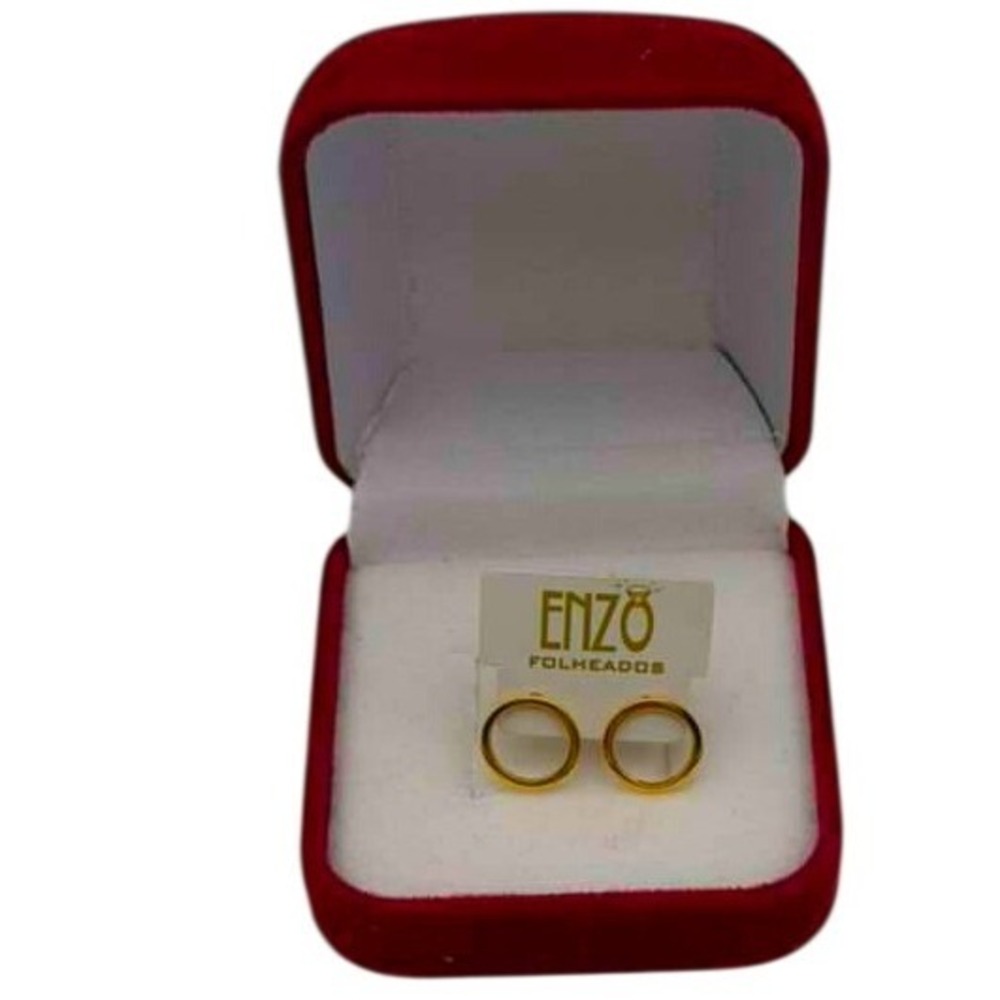Enzo High Quality Gold‎ Plated Open Circle Stud Earrings - Minimalist - NIB